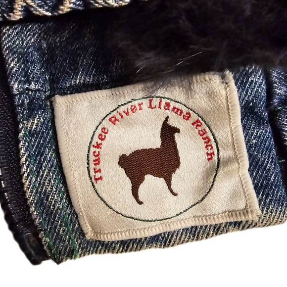 Truckee River Llama Ranch 80s Denim Bomber Jacket Fur Lining W-878 - Picture 7 of 16